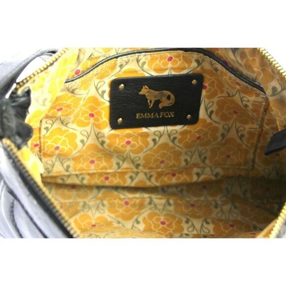 EMMA FOX BLACK GENUINE LEATHER CHAIN STRAP CLUTCH X-BODY SHOULDER BAG HANDBAG - Picture 11 of 12